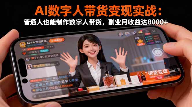 （16377期）AI数字人带货变现实战：普通人也能制作数字人带货，副业月收益达8000+_菜菜笔记