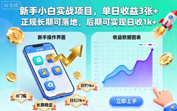 新手小白实战项目,单日收益3张+,正规长期可落地,后期可实现日收1k+【揭秘】_菜菜笔记