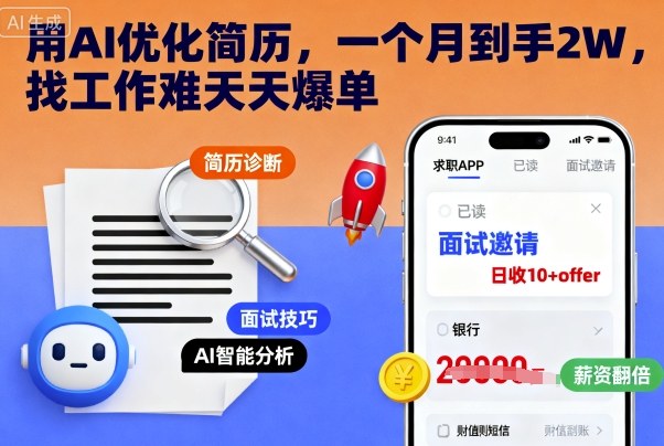 用AI优化简历，一个月到手2W，找工作难天天爆单_菜菜笔记