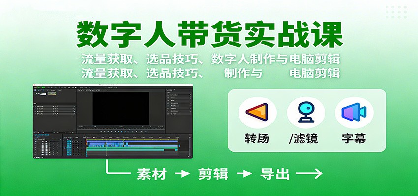 数字人变现实战课：流量获取、选品技巧、数字人制作与电脑剪辑_菜菜笔记