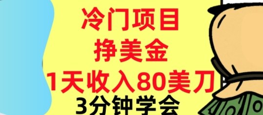 冷门项目挣美刀，0门槛，1天收入80刀，3分钟学会,这个方法要学会_菜菜笔记