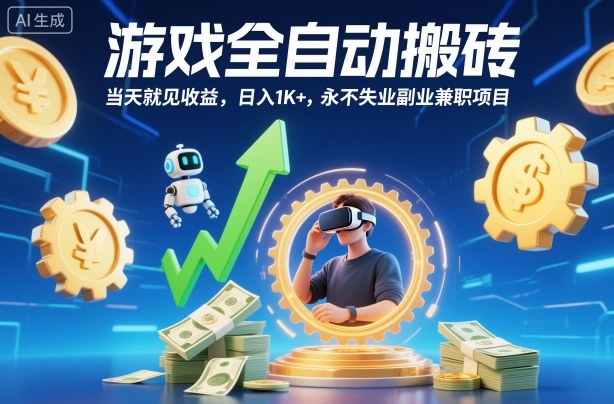 游戏全自动搬砖,当天就见收益,日入1K+,永不失业副业兼职项目【揭秘】_菜菜笔记