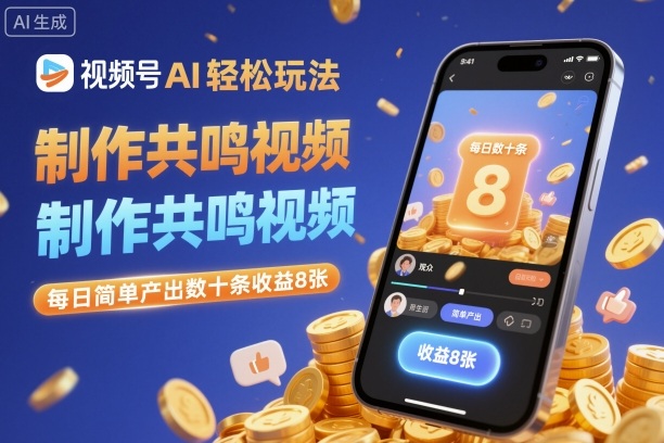 视频号AI轻松玩法，制作共鸣视频，每日简单产出数十条收益8张_菜菜笔记