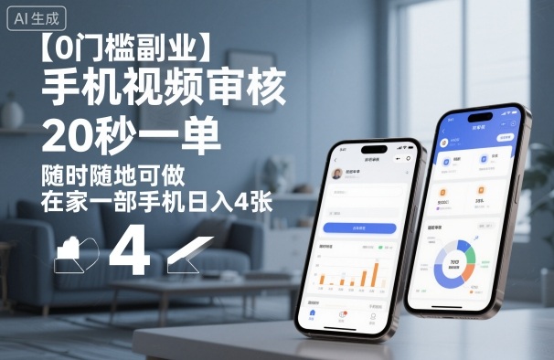 【0门槛副业】手机视频审核，20秒一单，随时随地可做，在家一部手机日入4张【揭秘】_菜菜笔记