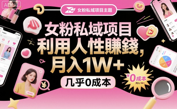 女粉私域项目，利用人性賺钱，月入1W＋，几乎0成本_菜菜笔记