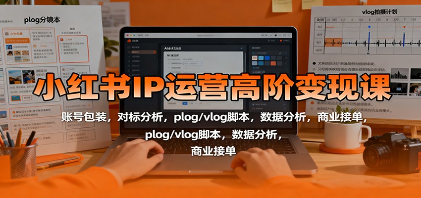小红书IP运营高阶变现课：账号包装，对标分析，plog/vlog脚本，数据分析，商业接单_菜菜笔记