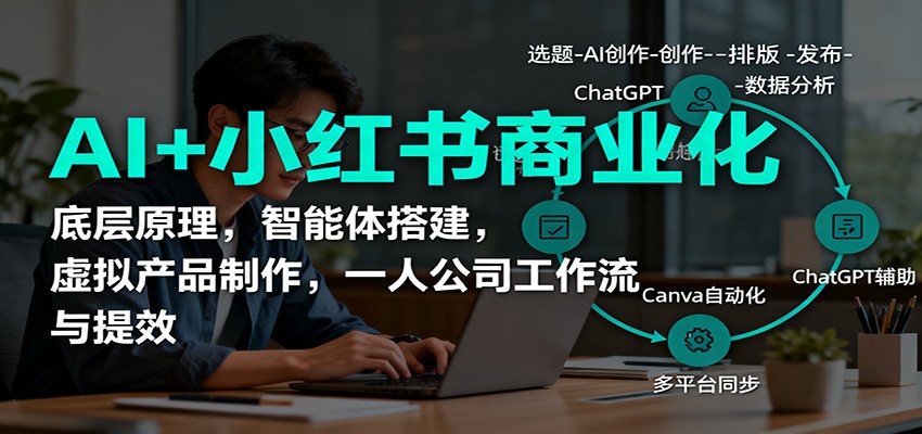 AI+小红书商业化，底层原理，智能体搭建，虚拟产品制作，一人公司工作流与提效_菜菜笔记