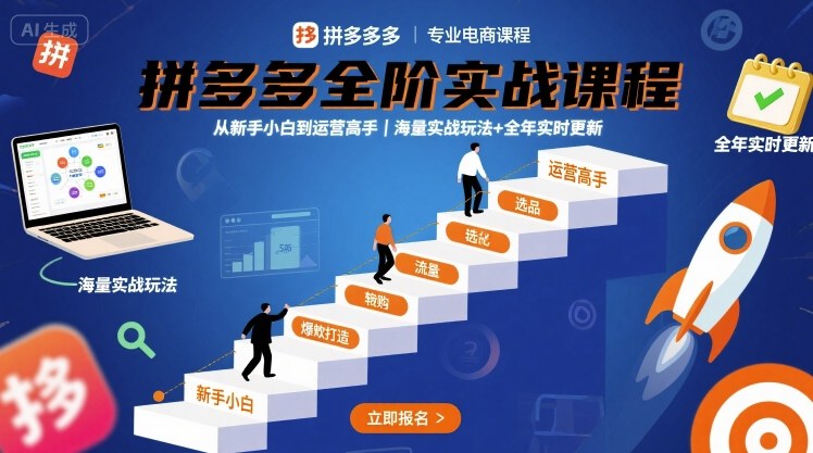 拼多多全阶实战课程，从新手小白到运营高手，海量实战玩法+全年实时更新【2025年10月更新】_菜菜笔记