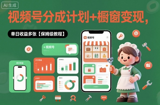 外面收费1980视频号分成计划+橱窗变现，单日收益多张【保姆级教程】_菜菜笔记