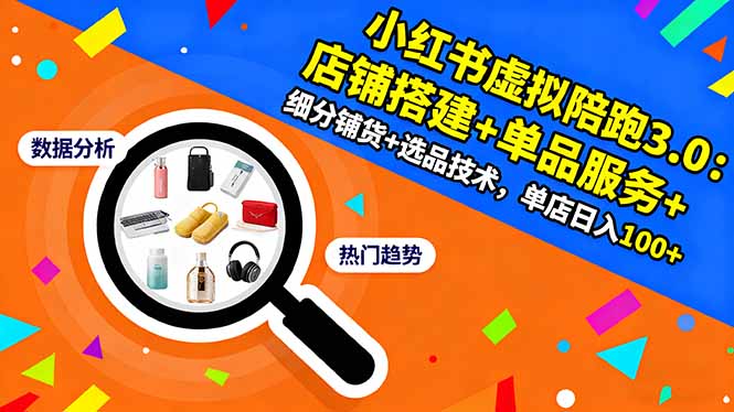 小红书虚拟陪跑3.0：店铺搭建+单品服务+细分铺货+选品技术，单店日入100+_菜菜笔记
