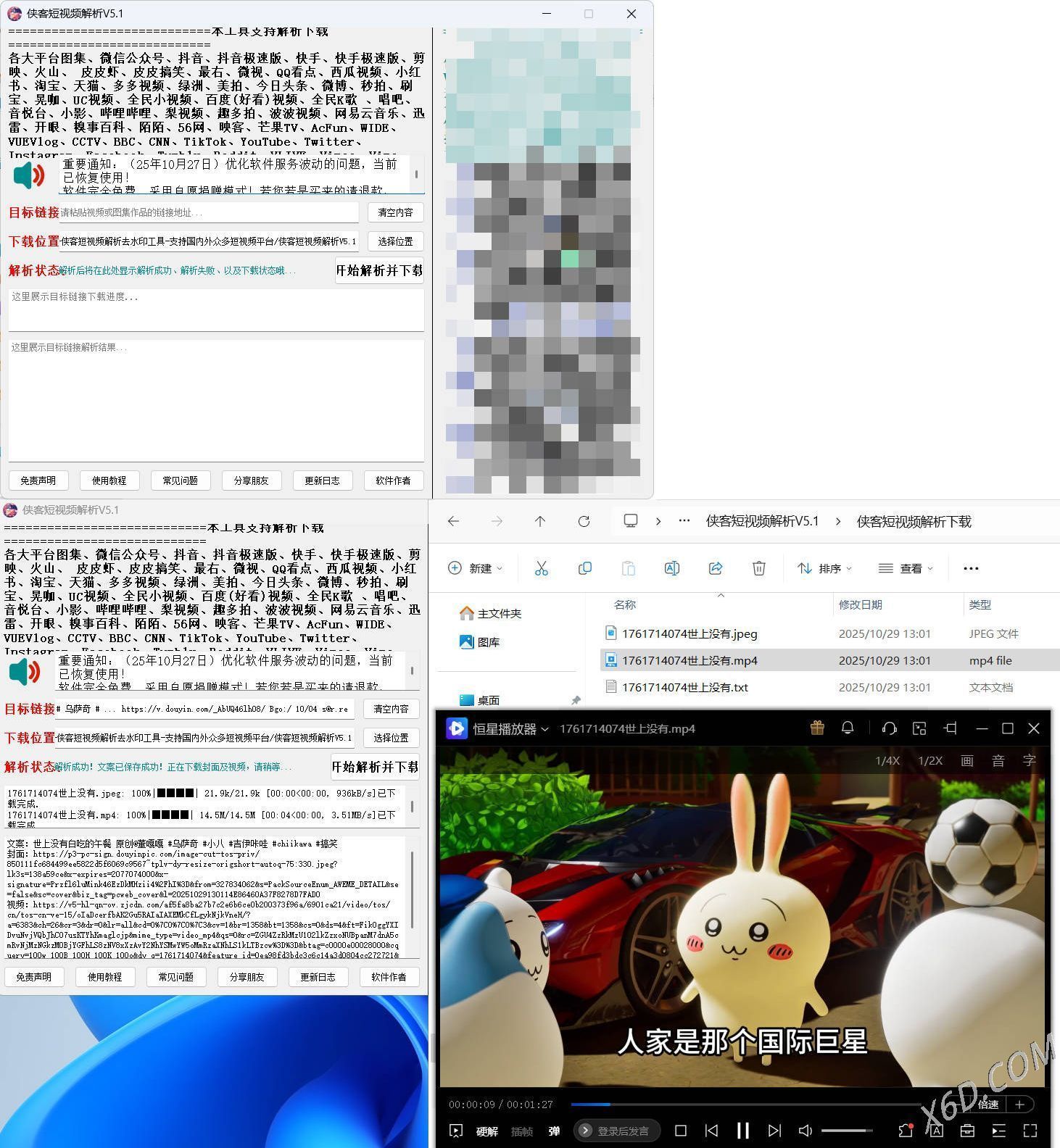 侠客多平台短视频解析去水印工具 V5.1_菜菜笔记