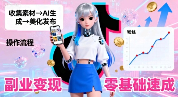 副业拆解：抖音新风口，靠AI美女图日引500粉，无需拍摄、不用真人_菜菜笔记