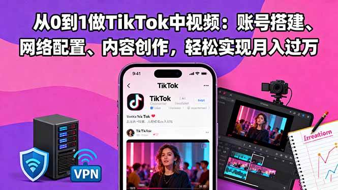 （16461期）从0到1做TikTok中视频：账号搭建、网络配置、内容创作，轻松实现月入过万_菜菜笔记