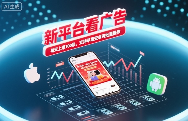 新平台看广告，养好机一条0.3到5米，每天上限100条，支持苹果安卓可批量操作_菜菜笔记