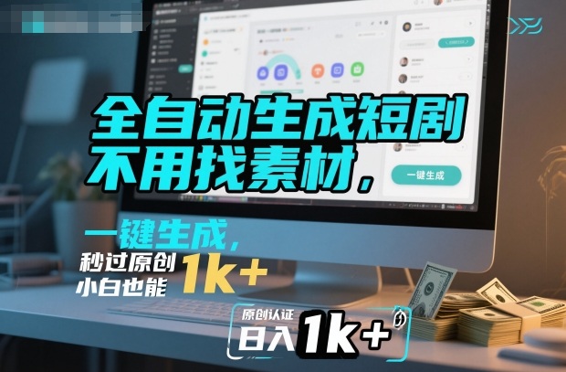 全自动生成短剧，不用找素材，不用剪辑，一键生成，秒过原创，小白也能轻松日入1k+【揭秘】_菜菜笔记