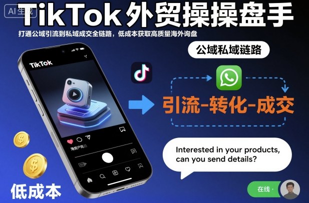 TikTok外贸操盘手，打通公域引流到私域成交全链路，低成本获取高质量海外询盘_菜菜笔记
