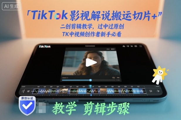 TikTok影视解说搬运切片+二创剪辑教学，过中过原创，TK中视频创作者新手必看_菜菜笔记