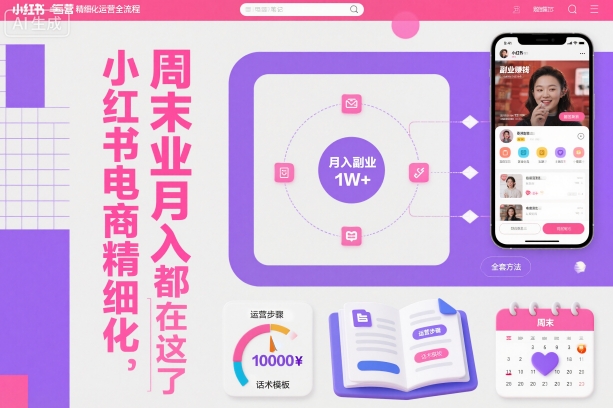 小红书电商精细化运营全流程，周末副业月入1W+，全套方法都在这了_菜菜笔记