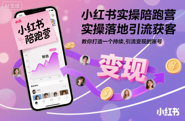 小红书实操陪跑营，实操落地引流获客，教你打造一个持续引流变现的账号_菜菜笔记