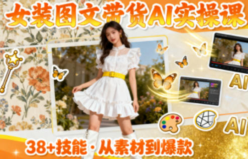 女装图文带货的AI实操课，覆盖38个实用技能，快速提升素材制作效率_菜菜笔记