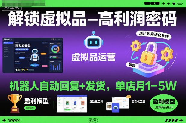 解锁虚拟品高利润密码：机器人自动回复+发货，单店月1-5W【揭秘】_菜菜笔记