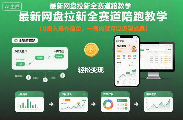 最新网盘拉新全赛道陪跑教学，0投入操作简单，一周内就可以见到成果_菜菜笔记