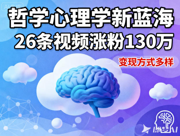 短视频新蓝海，哲学心理学赛道，26条视频涨粉130W，变现方式多样_菜菜笔记