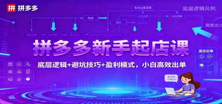 拼多多新手起店课：底层逻辑+避坑技巧+盈利模式，小白高效出单_菜菜笔记