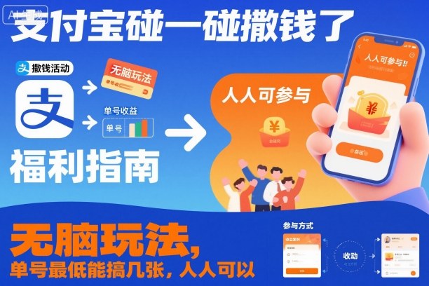支付宝碰一碰撒钱了，无脑玩法，单号最低能搞几张，人人可以撸【揭秘】_菜菜笔记