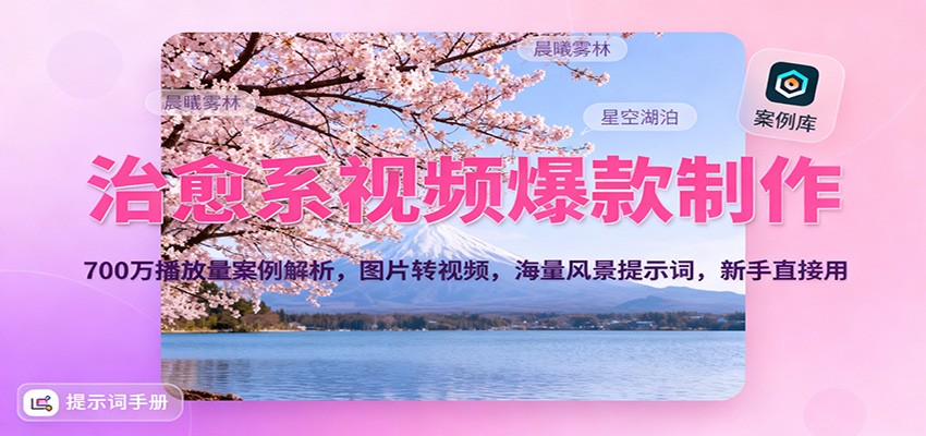 治愈系视频爆款制作，700万播放量案例解析，图片转视频，海量风景提示词，新手直接用_菜菜笔记