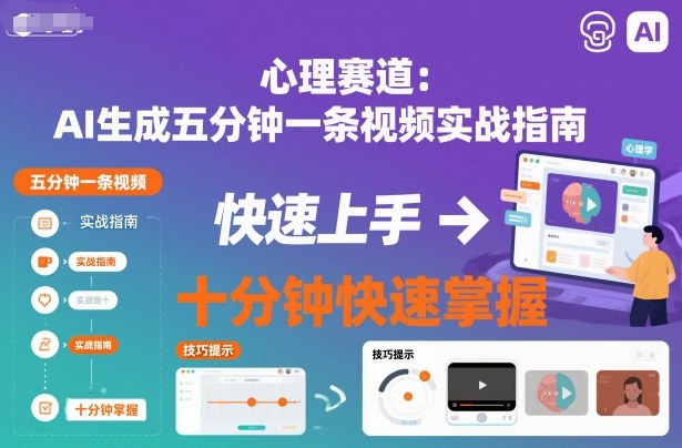 心理赛道：AI生成五分钟一条视频实战指南，十分钟快速掌握_菜菜笔记