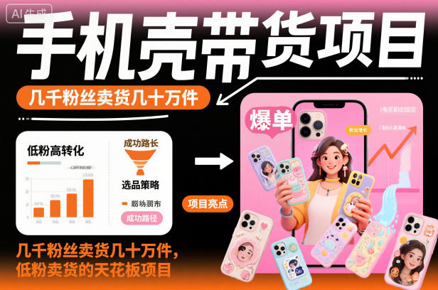 手机壳带货项目，几千粉丝卖货几十万件，短视频低粉卖货的天花板项目_菜菜笔记