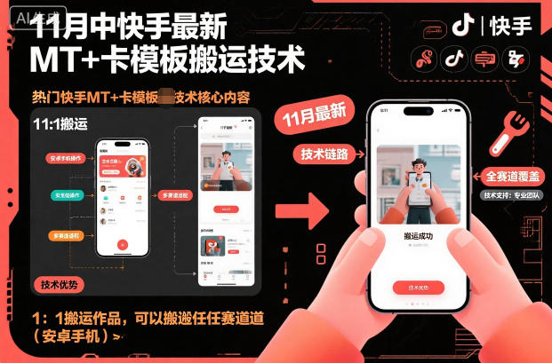 11月中快手最新MT+卡模板搬运技术，1：1搬运作品，可以搬运任何赛道（安卓手机）_菜菜笔记