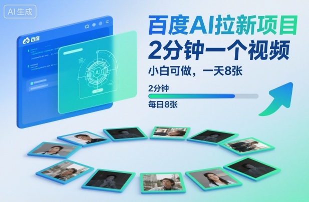 百度AI拉新项目，2分钟一个视频，小白可做，一天8张【附案例+保姆级教程】_菜菜笔记