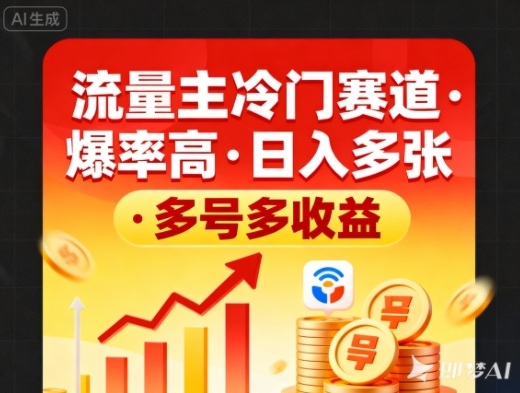 流量主冷门赛道，爆率高，日入多张，多号多收益_菜菜笔记