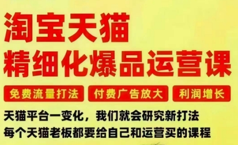 淘宝天猫精细化爆品运营课，免费流量打法-付费广告放大-利润增长-三大核心痛点，一次全部解决_菜菜笔记