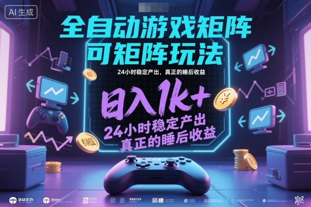 全自动游戏掘金，可矩阵操作，日入1k+，24小时稳定产出，真正的睡后收益【揭秘】_菜菜笔记