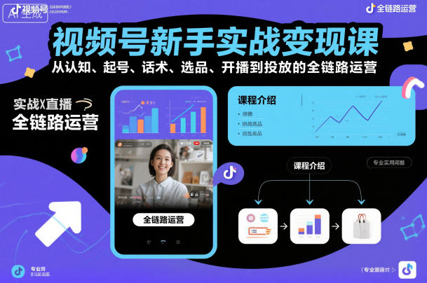 视频号新手实战变现课，从认知、起号、话术、选品、开播到投放的全链路运营_菜菜笔记