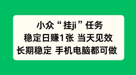 小众挂ji任务手机电脑都能挂，稳定日賺1张+，当天见效【揭秘】_菜菜笔记