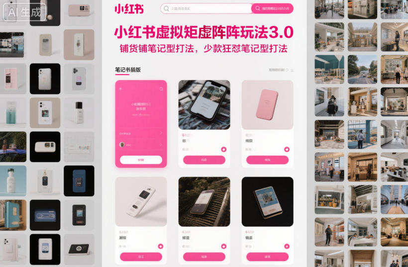 小红书虚拟矩阵玩法3.0，铺货铺笔记型打法，少款狂怼笔记型打法_菜菜笔记