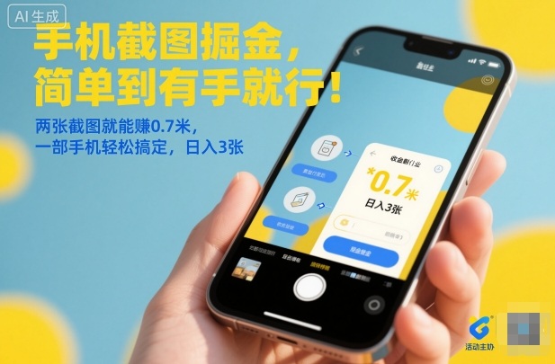 手机截图掘金，简单到有手就行！两张截图就能賺0.7米，一部手机轻松搞定，日入3张【揭秘】_菜菜笔记