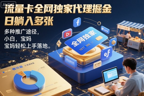 流量卡全网独家代理掘金，日躺入多张，多种推广途径，小白，宝妈轻松上手落地_菜菜笔记