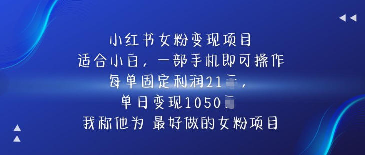 小红书女粉变现项目，单日变现1k+，最好做的女粉项目_菜菜笔记