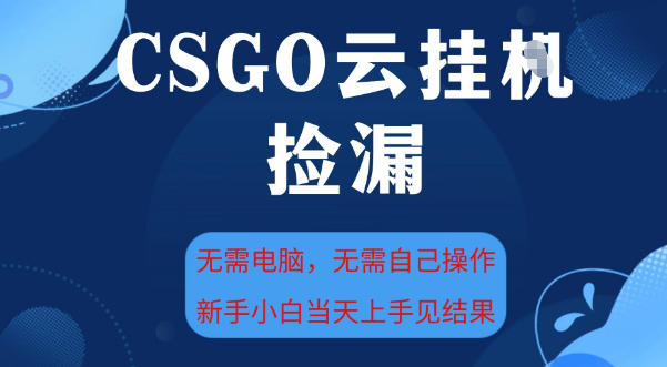 CSGO云挂G全自动捡漏，最新独家玩法，无需电脑操作，新手小白日入5张+【揭秘】_菜菜笔记