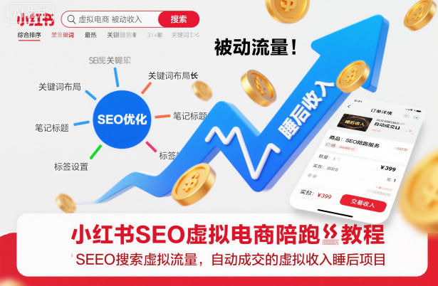 小红书SEO虚拟电商陪跑教程，实现seo搜索被动流量，自动成交的被动收入睡后项目_菜菜笔记