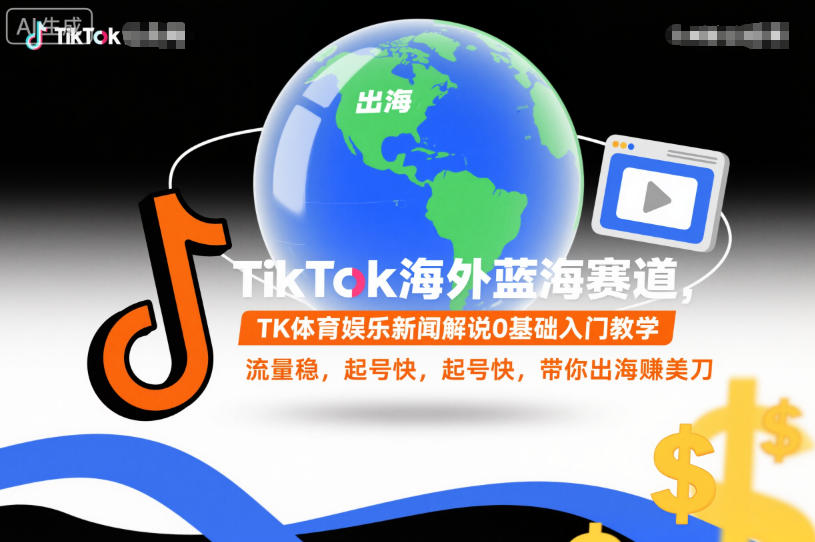 TikTok海外蓝海赛道，TK体育娱乐新闻解说0基础入门教学，流量稳，起号快，带你出海賺美刀_菜菜笔记
