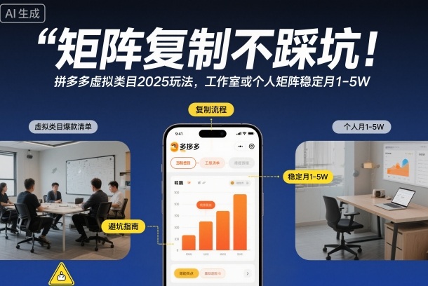 矩阵复制不踩坑！拼多多虚拟类目2025玩法，工作室或者个人矩阵稳定月1-5W【揭秘】_菜菜笔记