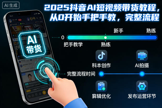 2025抖音AI短视频带货教程，从0开始手把手教，完整流程_菜菜笔记