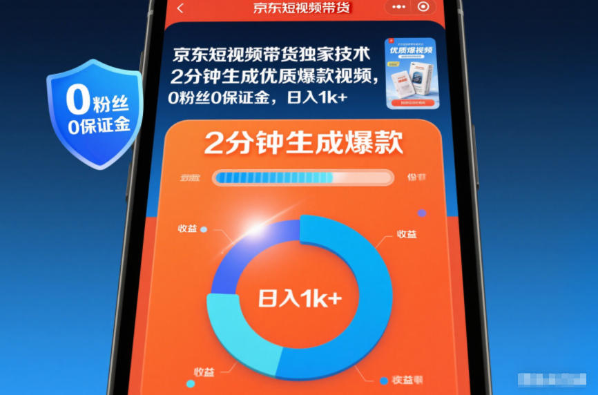 京东短视频带货独家技术，2分钟生成一条优质爆款视频，0粉丝0保证金，日入1k+【揭秘】_菜菜笔记