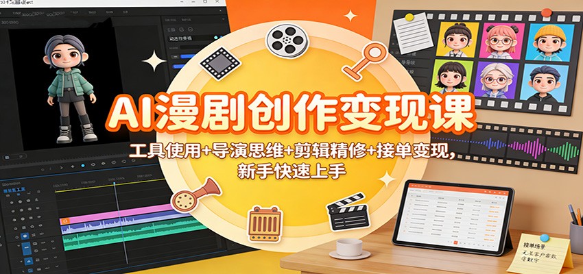 AI漫剧创作变现课：工具使用+导演思维+剪辑精修+接单变现，新手快速上手_菜菜笔记